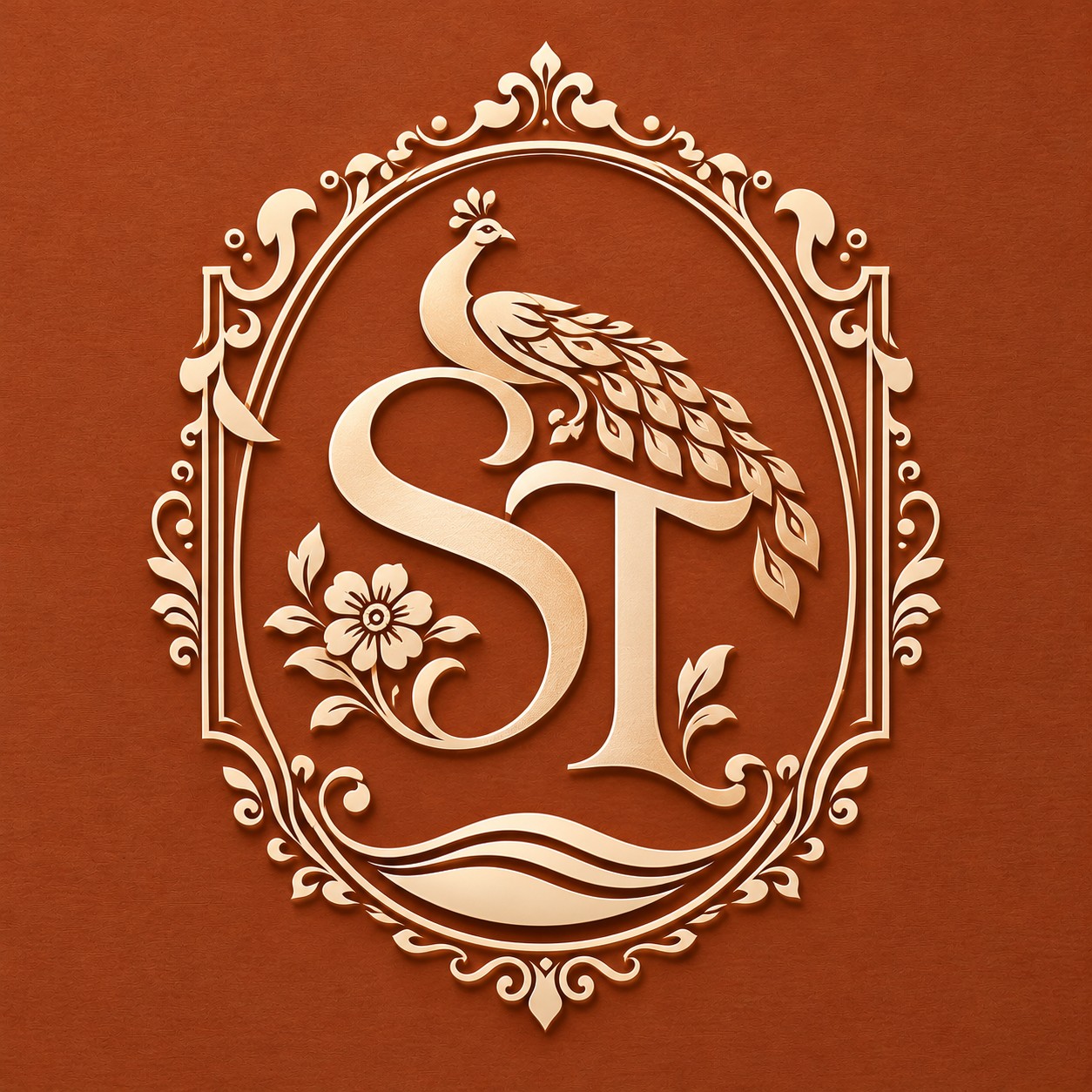 ornate peacock st monogram emblem